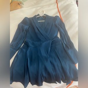 Teal blazer dress with padding in the shoulders
